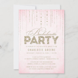 Bling Rosa & Guld Glitter Bachelorette Party Inbjudningar