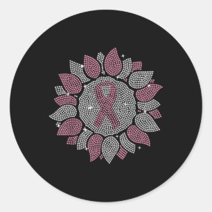 Bling Solros Rosa Ribbon Breast Cancer Awarenes Runt Klistermärke