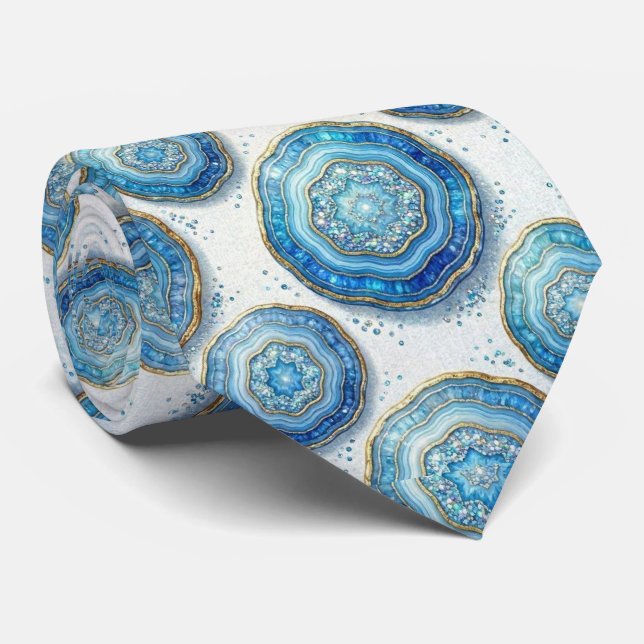 Bling & Sparkle | Lyxig Oceanblå Geod Halsduk Slips (Rullad)