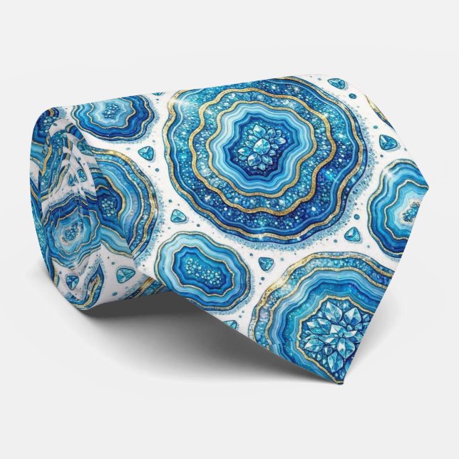 Bling & Sparkle | Lyxig Oceanblå Geod Halsduk Slips (Rullad)