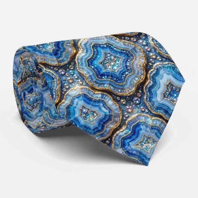 Bling & Sparkle | Lyxig Oceanblå Geod Halsduk Slips (Rullad)