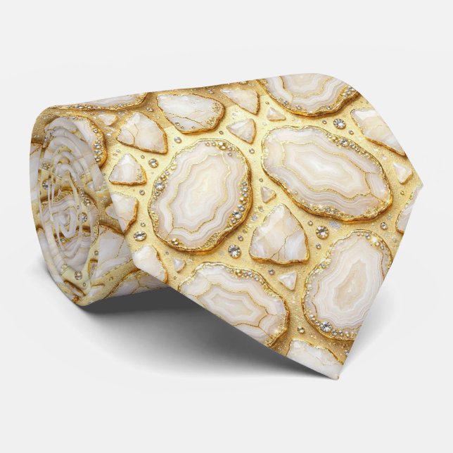 Bling & Sparkle | Lyxig vitguld geod halsduk Slips (Rullad)