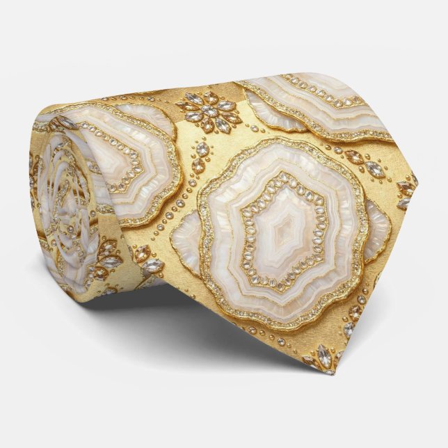 Bling & Sparkle | Lyxig vitguld geod halsduk Slips (Rullad)