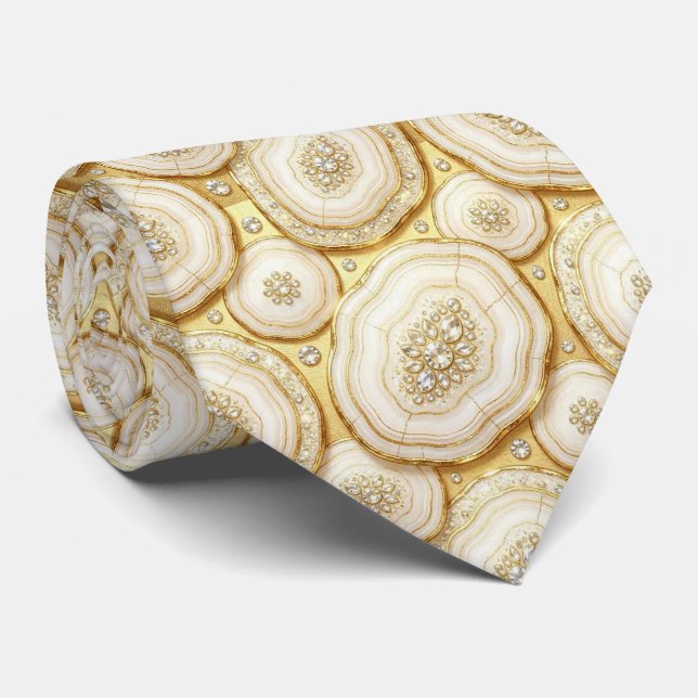 Bling & Sparkle | Lyxig vitguld geod halsduk Slips (Rullad)