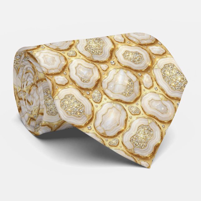 Bling & Sparkle | Lyxig vitguld geod halsduk Slips (Rullad)