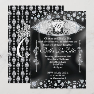 Bling Sweet 16-parts inbjudningar, Mis Quince Anos Inbjudningar