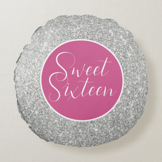 Bling, titta! Sweet sixteen Pillow Rund Kudde (Framsidan)