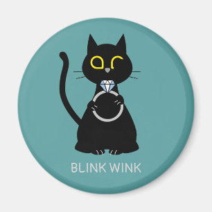 BLING WINK Funny Black Cat Frieri Magnet