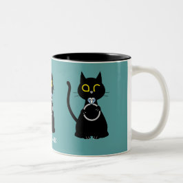 BLING WINK Funny Black Cat Frieri två ton Mugg