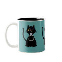 BLING WINK Funny Black Cat Frieri två ton Mugg
