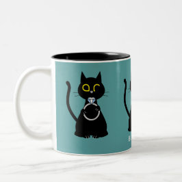 BLING WINK Funny Black Cat Frieri två ton Mugg