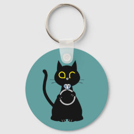 BLING WINK Funny Black Cat Nyckelring