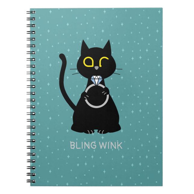 BLING WINK Funny Cat Frieri anteckningsbok (Framsidan)