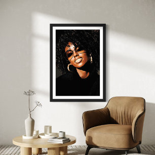 Blingad - Fet Afrocentric Porträtt med Grillz Canvastryck