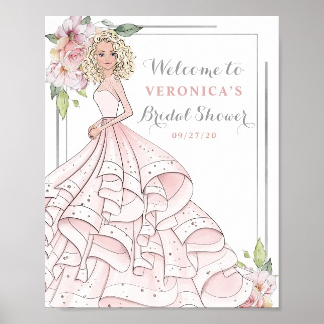 Blingig bröllopsbrud välkomstskylt för brudvisning poster (Framsidan)