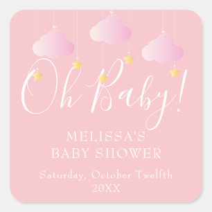 Blink blink lilla stjärna Oh Baby baby shower Fyrkantigt Klistermärke