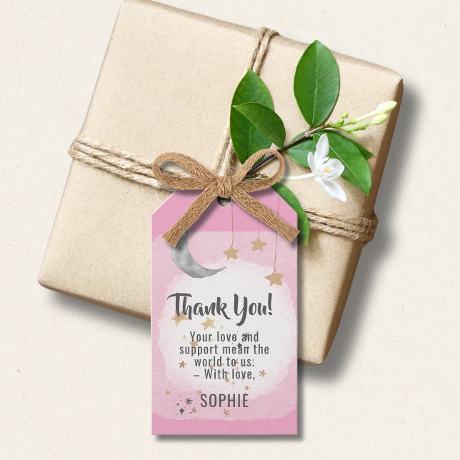 Blink blinka lilla stjärna Rosa vattenfärgssprutni Presentetikett (Skapare uppladdad)