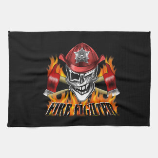 Blinka brandmanskallen och flammande yxor kökshandduk