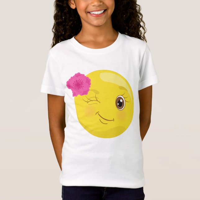 Blinka den blom- Emoji T-tröja T Shirt (Framsida)