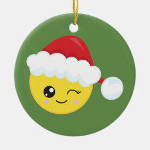 Blinka den Santa Emoji julprydnaden Julgransprydnad Keramik