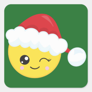 Blinka den Santa hatten Emoji Fyrkantigt Klistermärke