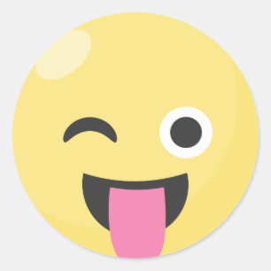 Blinka enfaldiga Emoji för tunga klistermärkear Runt Klistermärke