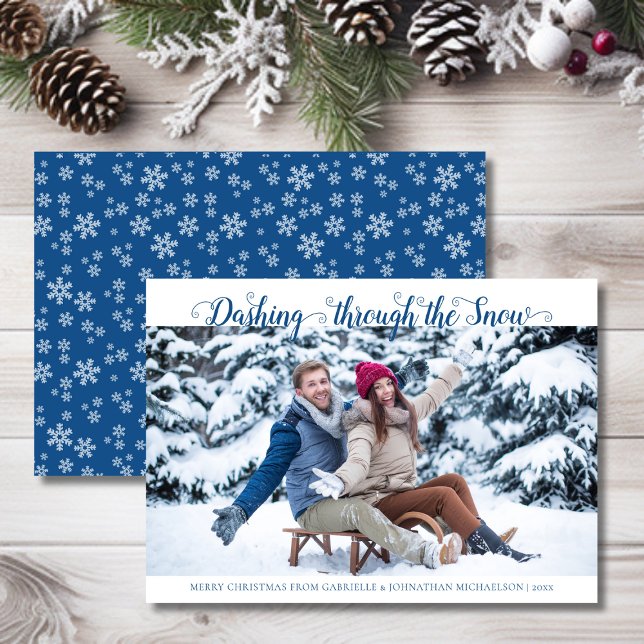 Blinka genom Snö-julfotkortet (Dashing Through the Snow Christmas Photo Card)