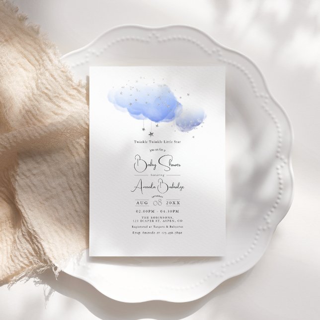 "Blinka lilla stjärna" - Bebisduschen Inbjudningar ("Twinkle Twinkle Little Star" Baby Shower Invitation)