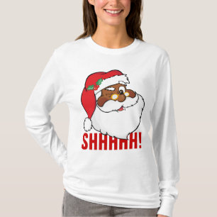 Blinka svart Santa som håller julhemligheter Tee