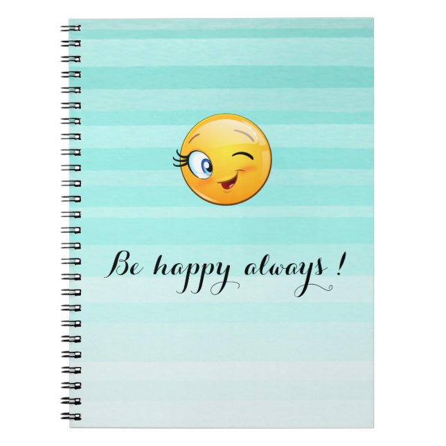 Blinkande Emoji Ansikte - Var alltid glad Anteckningsbok (Framsidan)