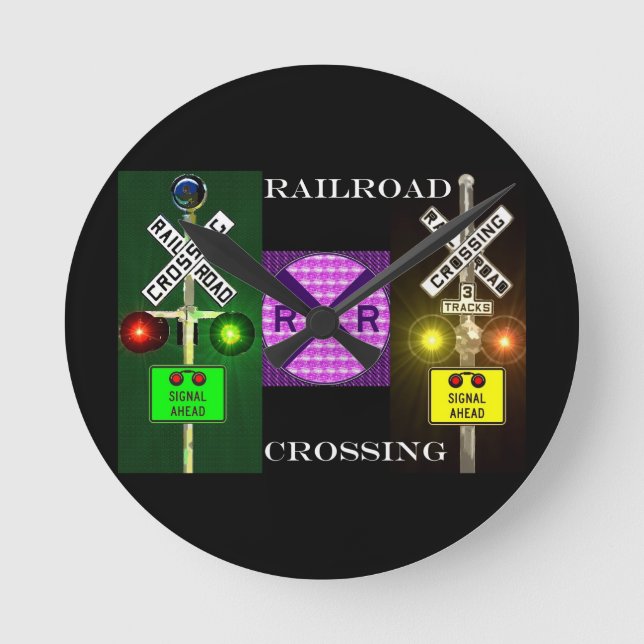 Blinkande järnvägsklocka rund klocka (Framsida)