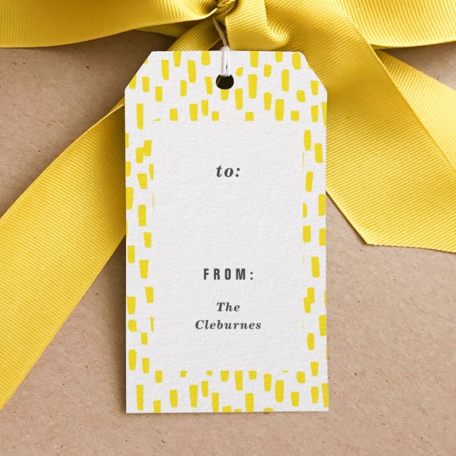 Blinkande ljus Gult Presentetikett (Dashing bright yellow hand-drawn gift tag.)