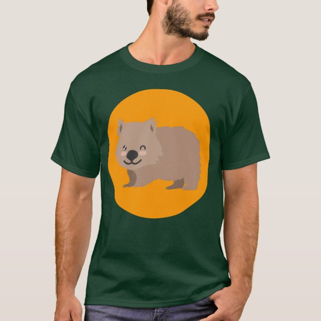 Blinkande Wombat Söta Djurvänner T Shirt (Framsida)
