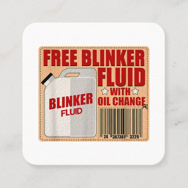 Blinker Fluid Idiot Gag-presentskjorta för Mechani Fyrkantigt Visitkort (Framsida)