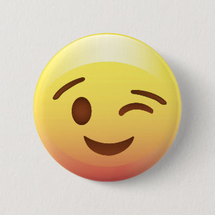 Blinkningleendegult Emoji knäppas klämmer fast Knapp