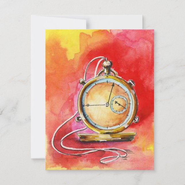 Blinkningsmeddelande om Guld Pocket Watch Inbjudningar (Framsida)