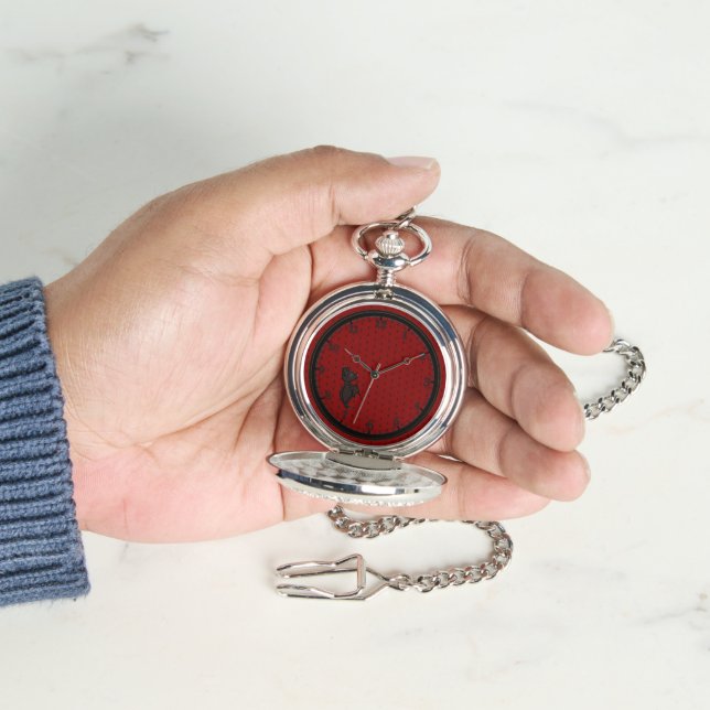 Blinky the Bat pattern Red Silver Pocket Watch Armbandsur (Hand)