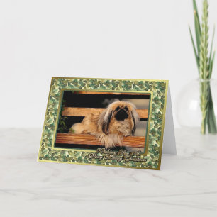 Blint julkort för Pekingese Hund Helgkort