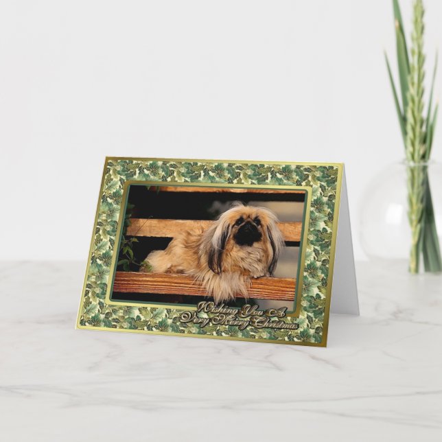 Blint julkort för Pekingese Hund Helgkort (Framsida)