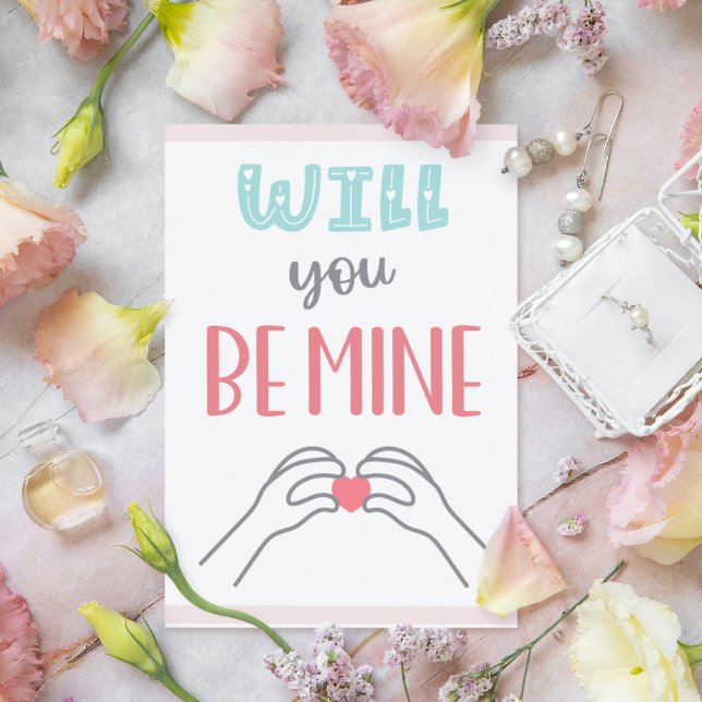 BLIR MIN - Alla hjärtans dagars rosa-kort? (Will you BE MINE - Valentines's Day pink card)
