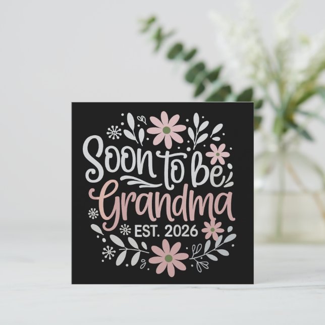 Blir snart mormor est 2026 Graviditetsmeddelande Inbjudningar (Stående Fram)