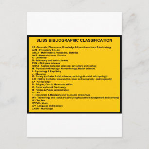 Bliss Bibliographic Classification System Vykort