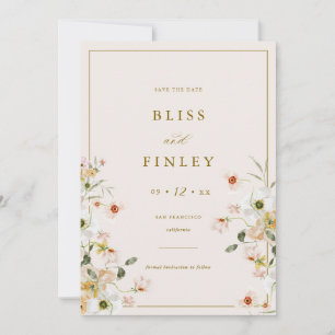 BLISS Blommig Save The Date Minimal Bröllopskort Spara Datumet