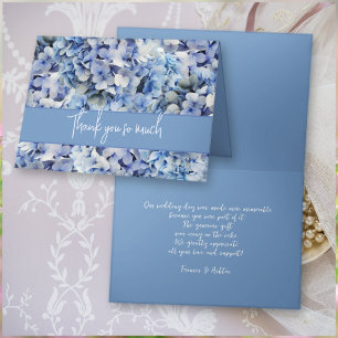 Bliss Blue Hydrangea Bröllop Tack Message Kort