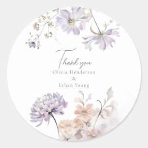 Bliss - Lilac och Lavender Bröllop Runt Klistermärke