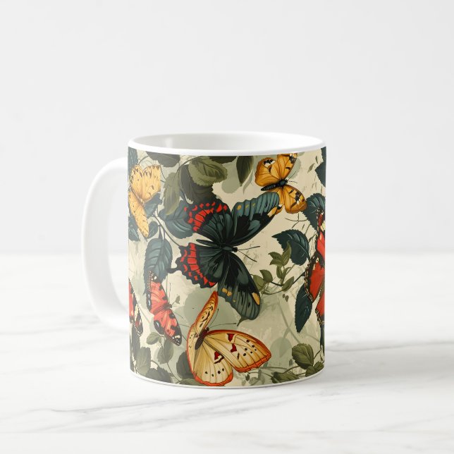 Bliss med fjäril: Vintage Kaffemugg (Framsida vänster)