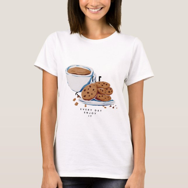 Bliss med tea och kookies - njut varje dag t shirt (Framsida)