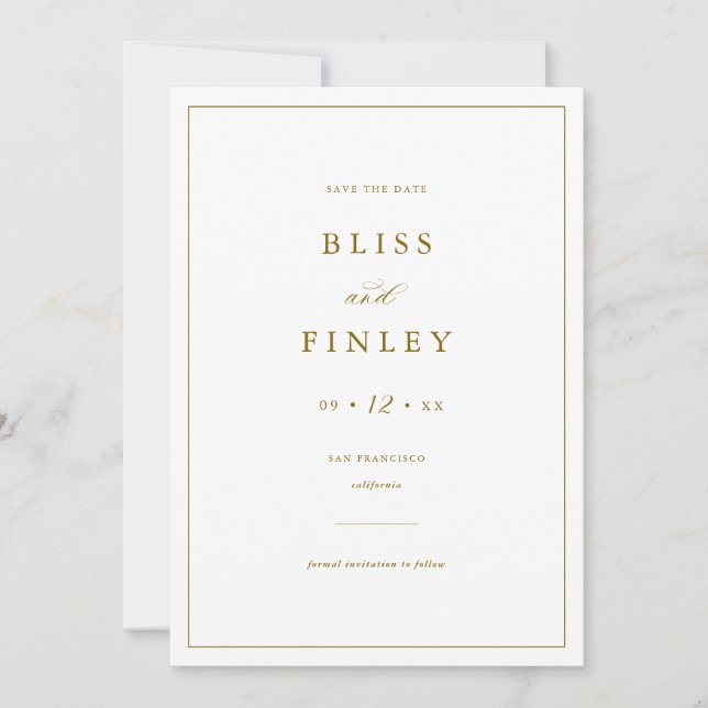 BLISS Minimal Spara Datum Minimal Bröllopskort Datumet (Framsida)