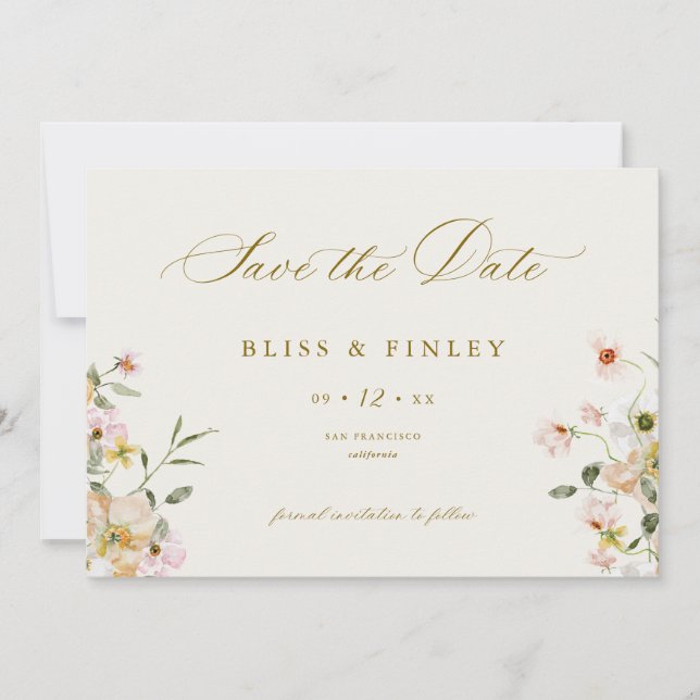 BLISS Pastel Save The Date Minimal Bröllopskort Spara Datumet (Framsida)