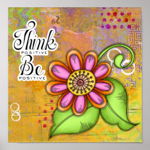 Bliss Positive Think Doodle Flower Poster